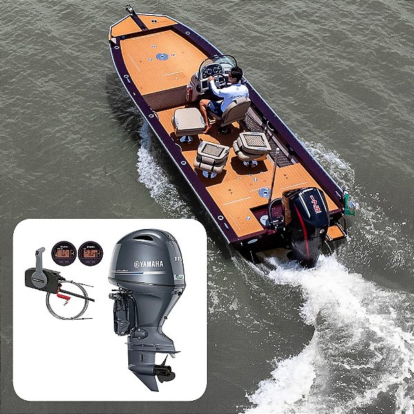 Barco Levefort Grand Apolus Freestyle Special Series+ Yamaha 115 HP 4T Cinza - Fat. PJ + Carreta Rodoviária+ Acessórios de montagem