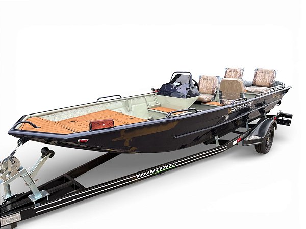 Barco Tornado 550 BASS PLUS com Mercury 50 HP 2T rabeta 20" Power Trim partida elétrica e comando original preço PJ + Acessórios de navegação montados - Pronta Entrega