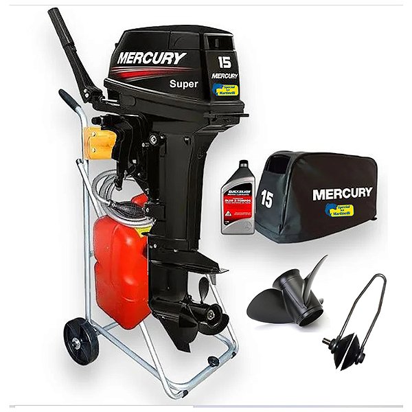 Motor de Popa Mercury 15 HP Super 2T + Special Kit - Edição Exclusiva Martinelli - Preço CNPJ ou Produtor Rural