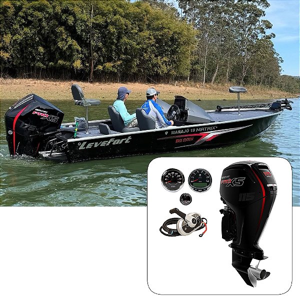 Barco Levefort Marajó Matrix 19 Bass Edition + Mercury 115 Pro XS Fat.PJ  + Carreta Rodoviária Trucada + Acessórios de navegação