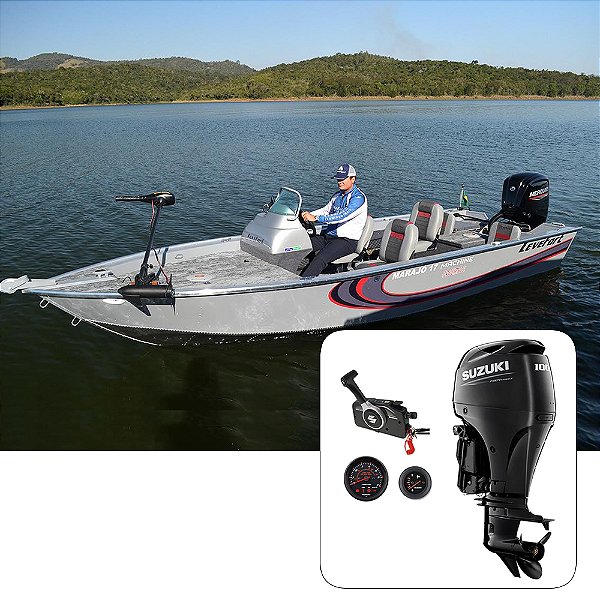 Barco Levefort Marajó 17 Machine Freestyle Special Series + Suzuki 100 HP 4T Fat. PJ + Carreta Rodoviária+ Acessórios de montagem