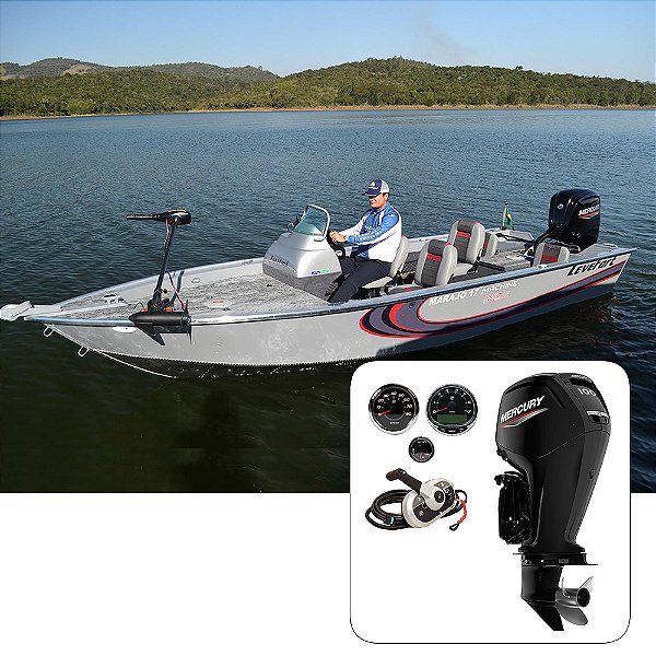 Barco Levefort Marajó 17 Machine Freestyle Special Series + Mercury 100 HP 4T Fat. PJ + Carreta Rodoviária+ Acessórios de montagem