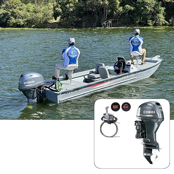 Barco Levefort Apolus TR CLX + Yamaha 40 HP 4T P. Trim 20" - Fat. PJ + Carreta Rodoviária + Acessórios de montagem