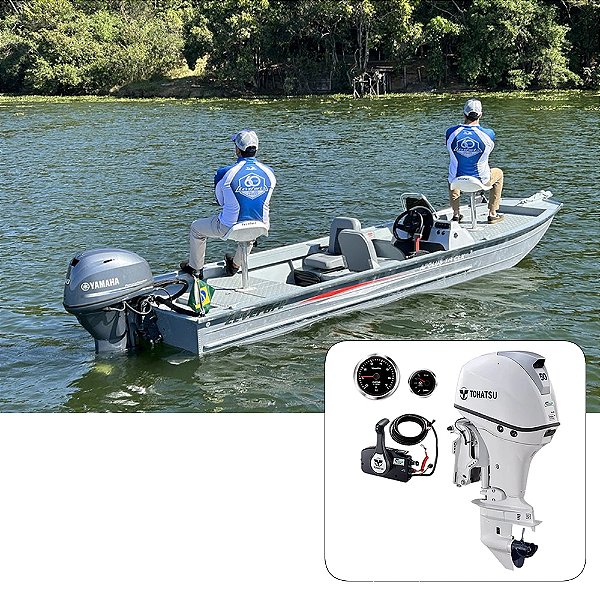 Barco Levefort Apolus TR CLX + Tohatsu 50 HP 4T P. Trim 20" Branco - Fat. PJ + Carreta Rodoviária + Acessórios de montagem