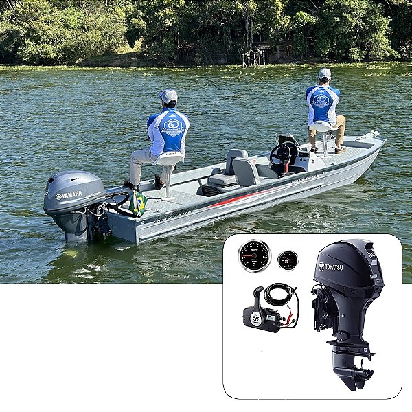Barco Levefort Apolus TR CLX + Tohatsu 50 HP 4T P. Trim 20" - Fat. PJ + Carreta Rodoviária + Acessórios de montagem