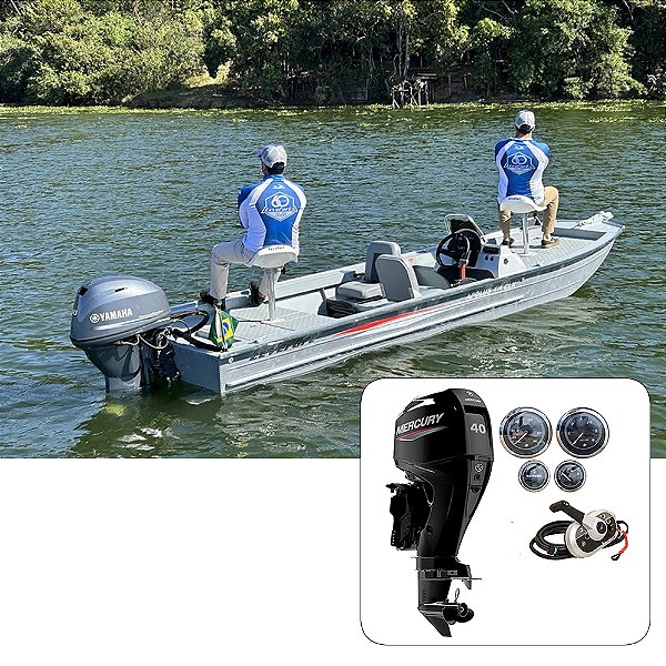 Barco Levefort Apolus TR CLX + Mercury 40 HP 4T - Fat. PJ + Carreta Rodoviária + Acessórios de montagem