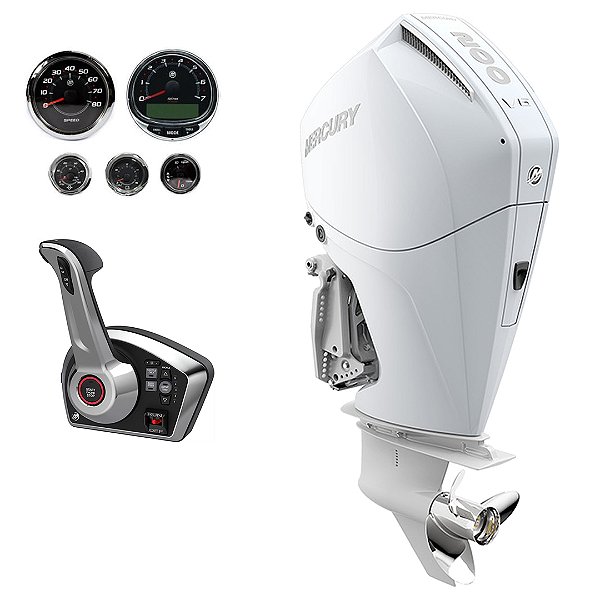 Motor de popa Mercury 200 HP EFI V6 XL 25" Branco DTS Comando Eletrônico - Faturamento INSCRIÇÃO ESTADUAL E PRODUTOR RURAL REGIÃO NORTE, NORDESTE E CENTRO-OESTE