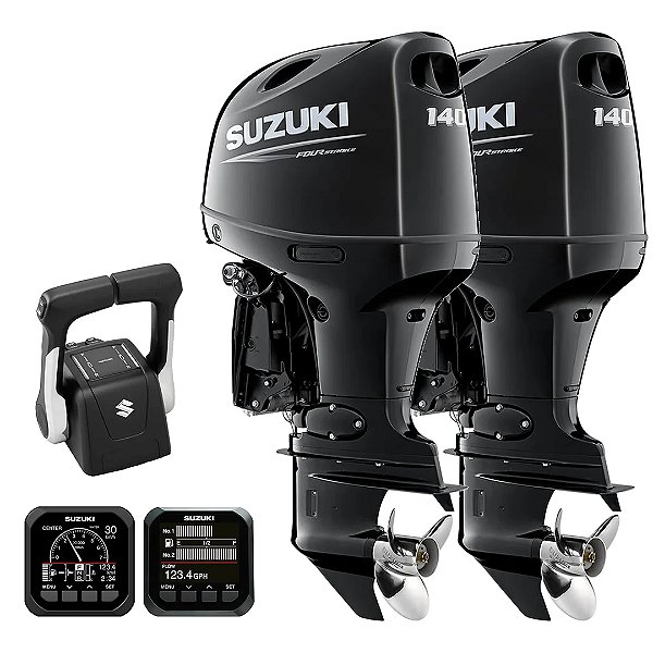 PARELHA 2X MOTOR DE POPA SUZUKI DF 140 HP B 4T EFI BTX-BZX RABETA 25" COMANDO TOPE HÉLICE INOX - PREÇO PJ - PRONTA ENTREGA FRETE GRÁTIS