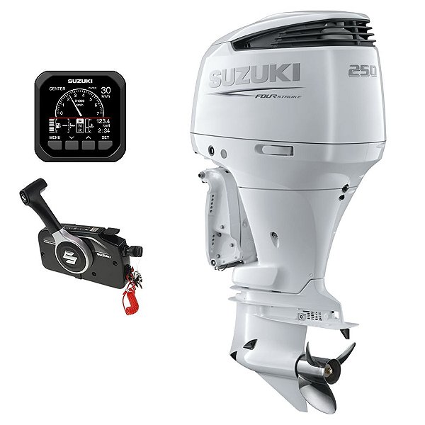 Motor de popa Suzuki 250 HP 4T EFI Rabeta 25" V6 Branco Partida Elétrica e P. Trim - Preço PJ - PRONTA ENTREGA - FRETE GRÁTIS