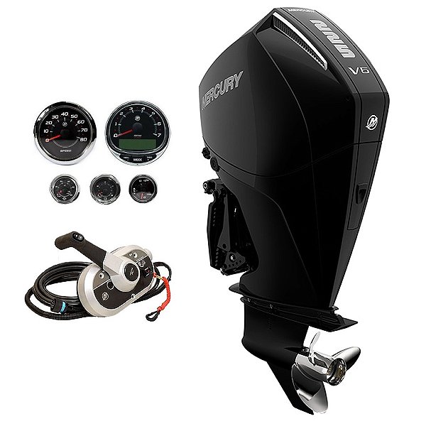 Motor de popa Mercury 225 HP EFI V6 XL 25" Preto Comando mecânico - Preço para CNPJ ou Produtor Rural