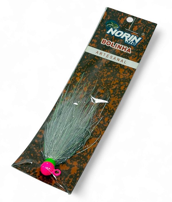 Isca artificial Norin Jig Bolinha Rosa rabo branco 8g anzol 4/0 Artesanal