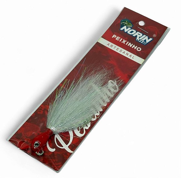 Isca artificial Norin Jig Peixinho Simples Vermelho rabo branco 10g anzol 4/0 Artesanal