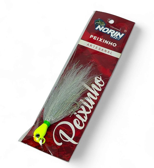 Isca artificial Norin Jig Peixinho Simples Verde rabo branco 10g anzol 4/0 Artesanal