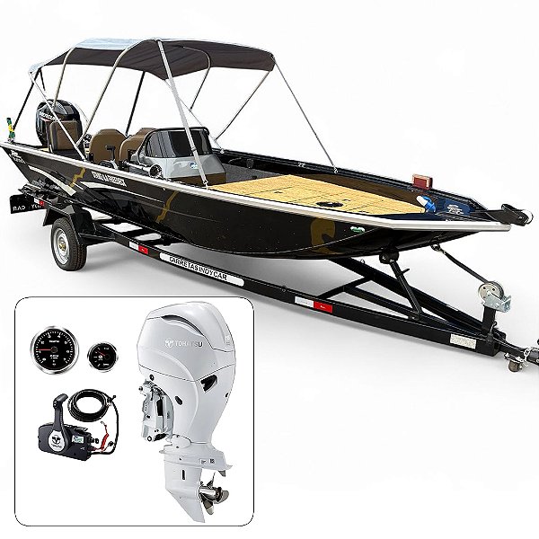 Barco Martinelli Strike 6.0 Freedeck + Tohatsu 115 HP 4T Branco Part. Elétrica Power Trim Fat. PJ + Carreta rodoviária + Acessórios de montagem