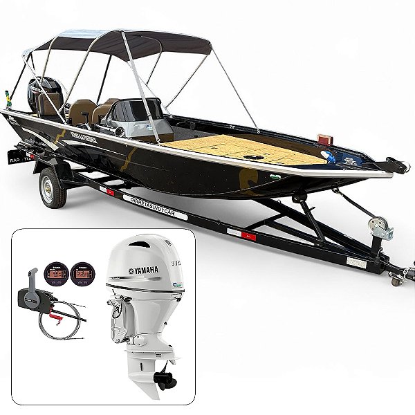 Barco Martinelli Strike 6.0 Freedeck + Yamaha 115 HP 4T Branco Part. Elétrica Power Trim Fat. PJ + Carreta rodoviária + Acessórios de montagem
