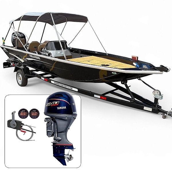 Barco Martinelli Strike 6.0 Freedeck + Yamaha 115 HP 4T Vmax Part. Elétrica Power Trim Fat. PJ + Carreta rodoviária + Acessórios de montagem