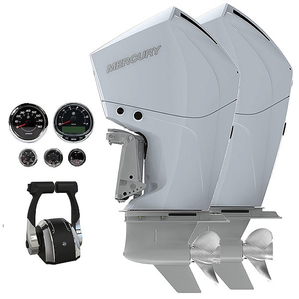 Parelha motor de popa Mercury 2X 300 HP EFI 4T V8 25" Branco Comando Mecânico - Faturamento INSCRIÇÃO ESTADUAL E PRODUTOR RURAL REGIÃO NORTE, NORDESTE E CENTRO-OESTE