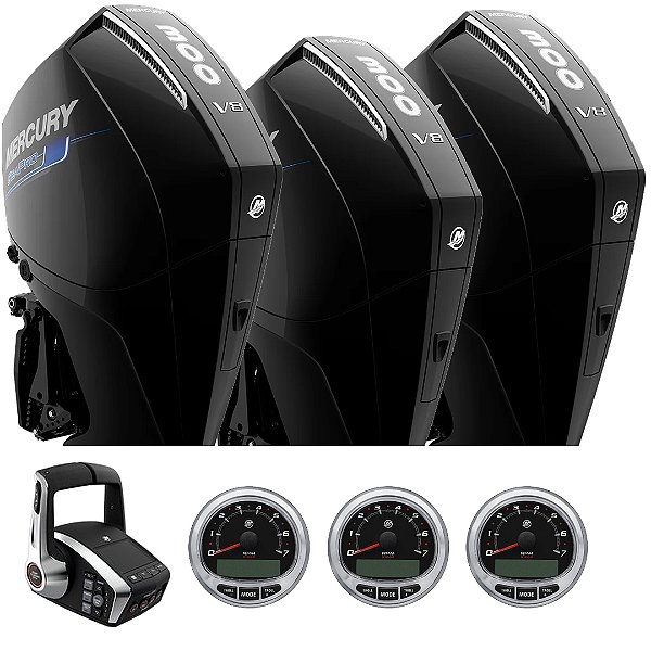 Trinca de motor de popa Mercury 3X 300 HP EFI 4T 25" Sea Pro V8 DTS Comando Eletrônico - Faturamento INSCRIÇÃO ESTADUAL E PRODUTOR RURAL REGIÃO NORTE, NORDESTE E CENTRO-OESTE
