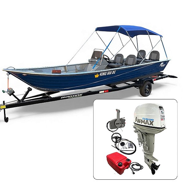BARCO MARTINELLI KING 600 DC + ANMX 30 HP 2T PARTIDA ELÉTRICA FAT. PJ + CARRETA RODOVIÁRIA E ACESSÓRIOS DE NAVEGAÇÃO INSTALADOS