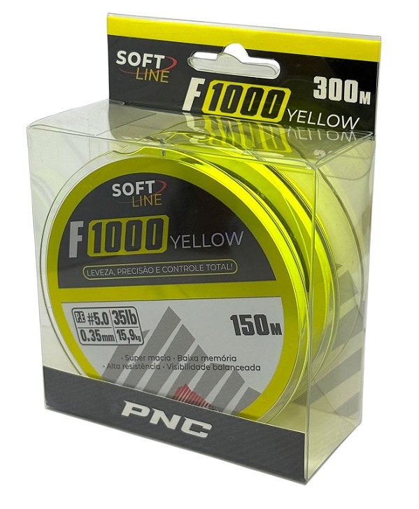 Linha Soft F1000 PNC 0,35mm 300m contínuos (2x150m) cor amarelo limão