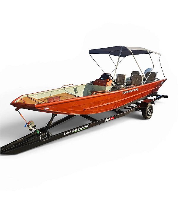 Barco Tornado 600 BASS SD com Mercury 30 HP 2T partida elétrica e comando preço PJ + Carreta Rodoviária + Acessórios de navegação montados - Pronta Entrega