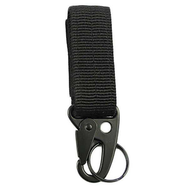 Chaveiro Mosquetão Tático c/ Passador Cinto Preto