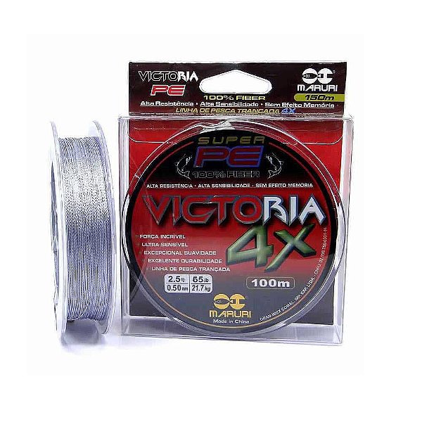 Linha multifilamento Maruri Victoria 4x - 0,50mm 65lbs 29,5kg 100m - carretel contínuo até 1.000m