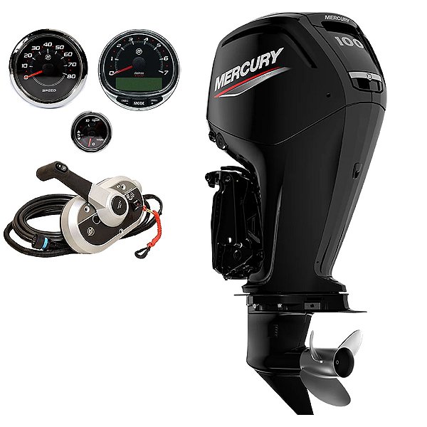 Motor de Popa Mercury 100 HP ELPT EFI CT 4T Partida Elétrica e Power Trim Rabeta 20" - Preço especial P. Rural e PJ