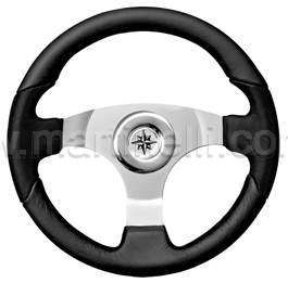 Volante esportivo preto em poliuretano reforçado inox
