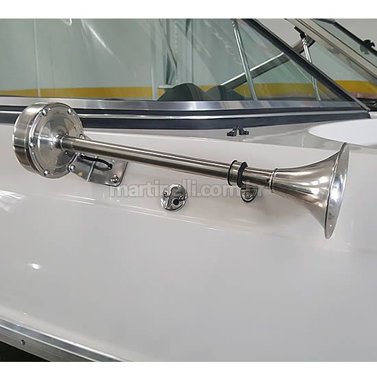 Buzina elétrica náutica inox 1 corneta fino acabamento 12V