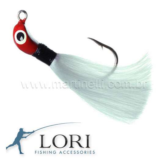 Isca artificial Jig Lori G 16 g Cor: Branco com Cabeça Vermelha (xuxinha)
