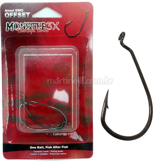 Anzol Monster 3x offset 3/0 com 3 un.