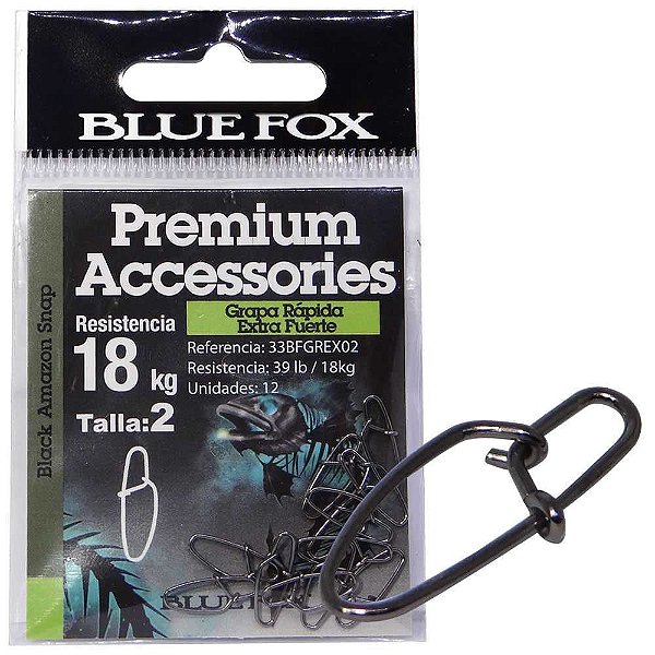 Grampo Snap Blue Fox Rapala Extra Forte N. 02 39lb c/ 12 un.