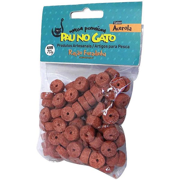 Ração p/ Pesca Pau No Gato 70g Furadinha Acerola