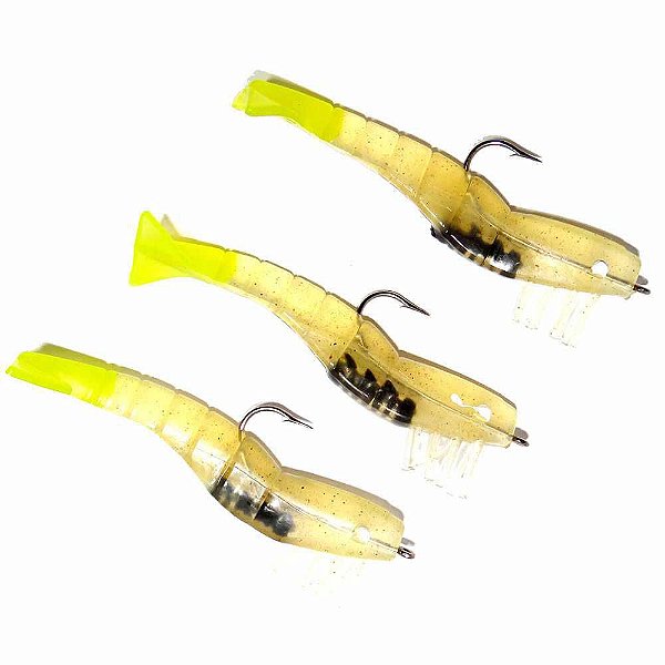 Isca Camarão 4 Pol. 9,7 cm Doa 316 Near Clear Chart Tail 3pc com anzol 392316