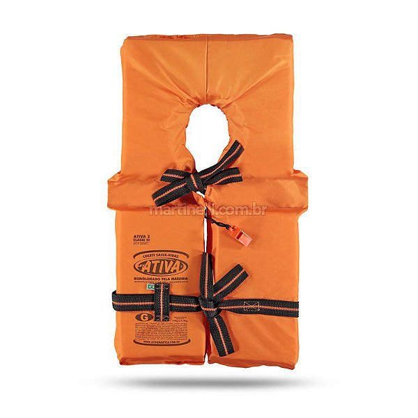 Colete Salva-Vidas Ativa tipo canga G 55 a 110 Kg - homologado na marinha p/ Classe III