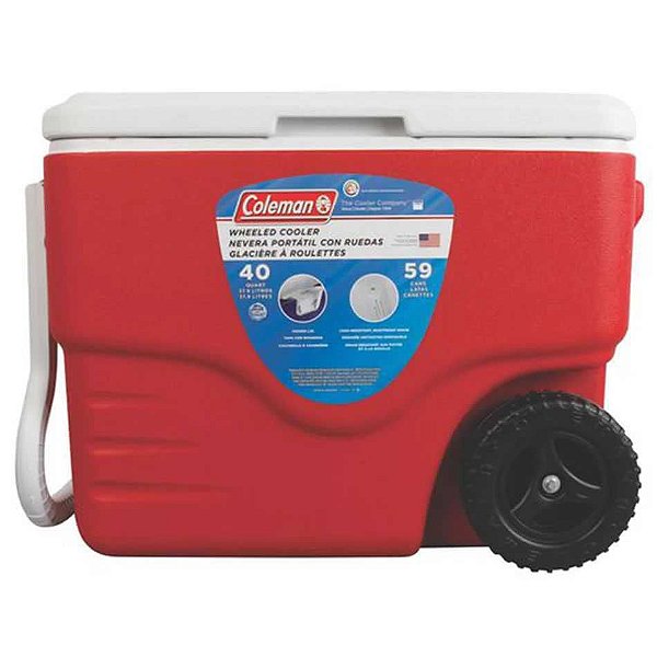Caixa térmica Coleman 40 QT 38L Vermelha com rodas