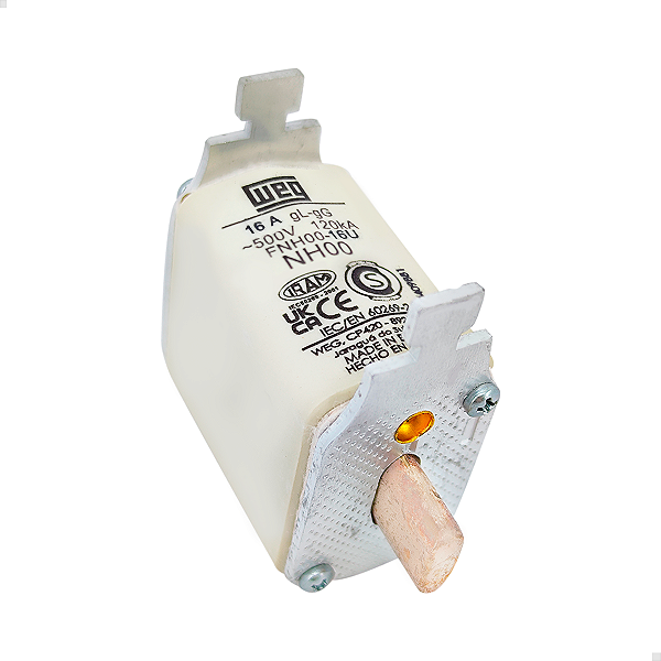Fusivel Nh gL/gG Tamanho 00 Tipo Faca Weg Retardado 16a 120ka Em 500vca