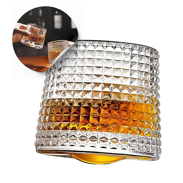 Copo Whisky E Drink De Vidro 360º Giratório Com Base 150ml