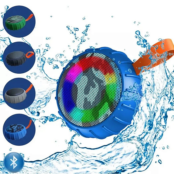 Caixa Som Emborrachada Silicone Potente Bluetooth Resistente A Água