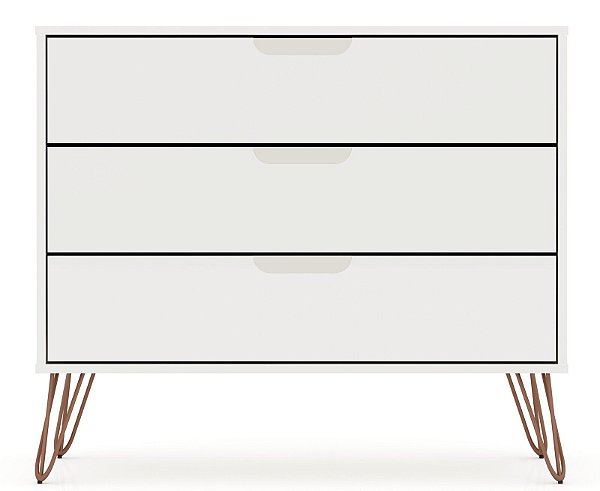 Cômoda com três gavetas na cor branca