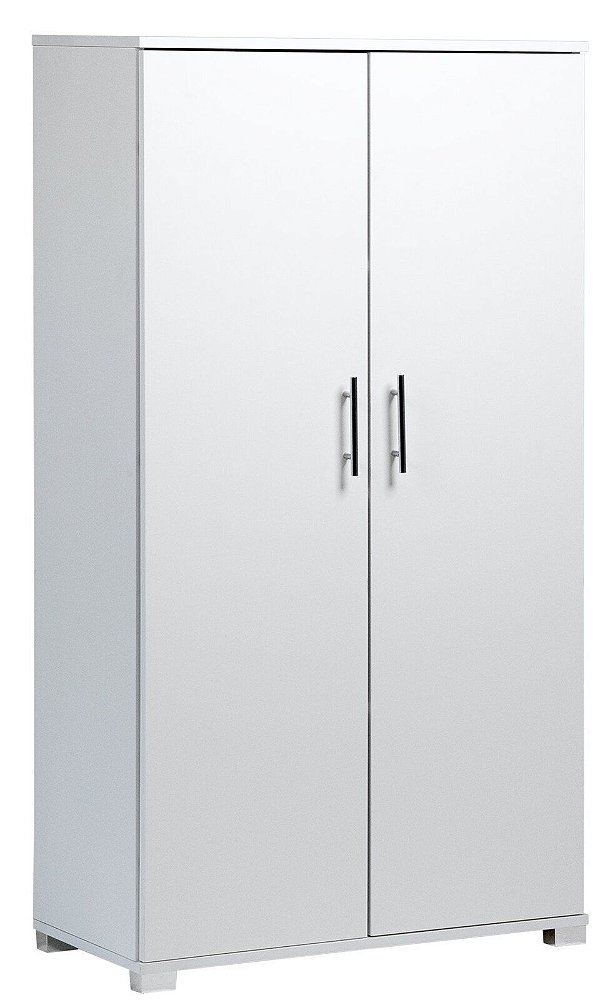 Armário alto fechado duas portas para escritório em MDF Branco