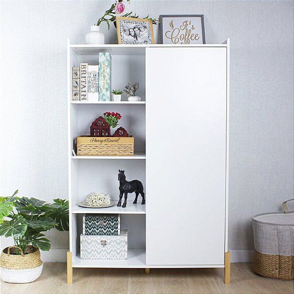 Armário semiaberto branco com prateleiras internas 15mm