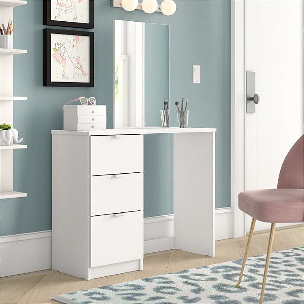 Escrivaninha com penteadeira,confeccionada em MDF de 15 mm acompanha espelho