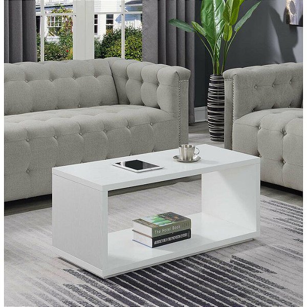 Mesa de centro com formato retangular em MDF 30mm branco