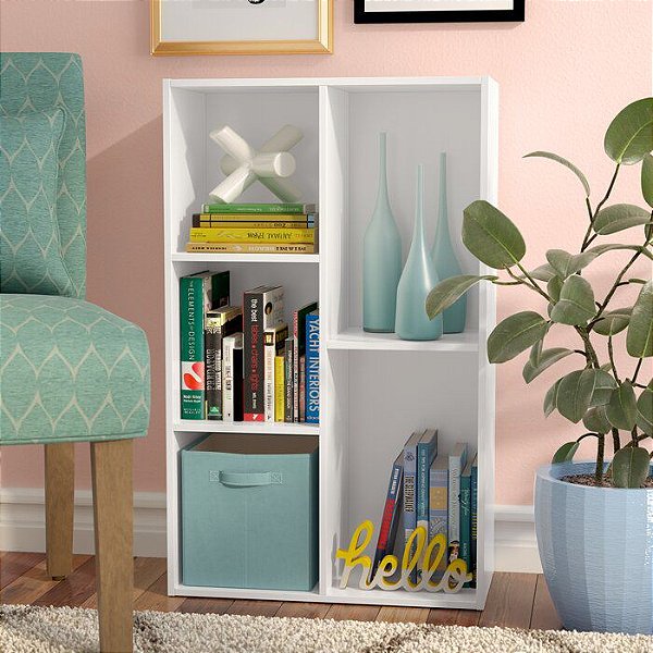 Estante baixa de cabeceira na cor branca em MDF