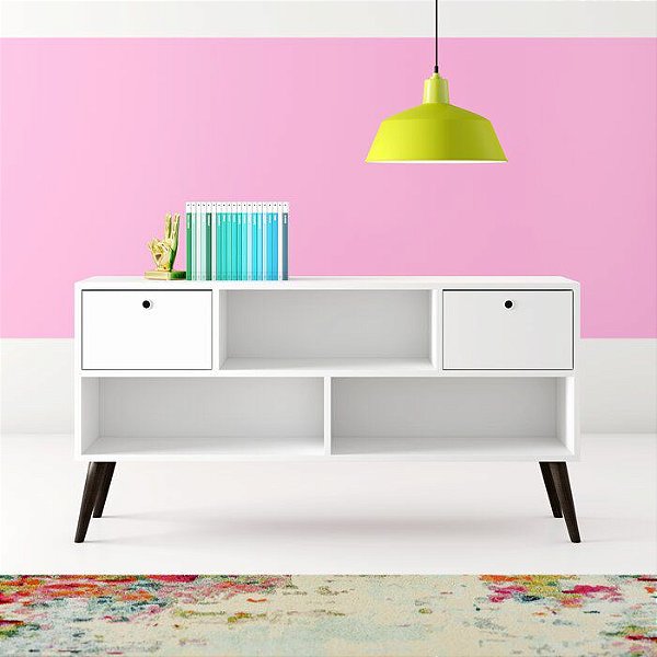 Suporte de TV Angelica para TVs de até 60 polegadas em MDF Branco de 15mm