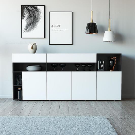 Buffet fabricado em MDF  com portas e nichos abertos