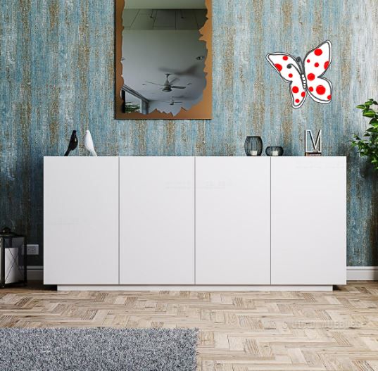 Buffet moderno em MDF  de 15 mm e estrutura de 15 mm Branco e prateleiras internas