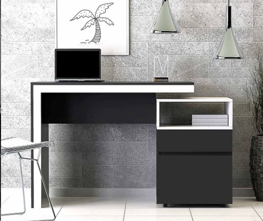 Escrivaninha reta com uma gaveta e uma porta  em MDF 15 mm.